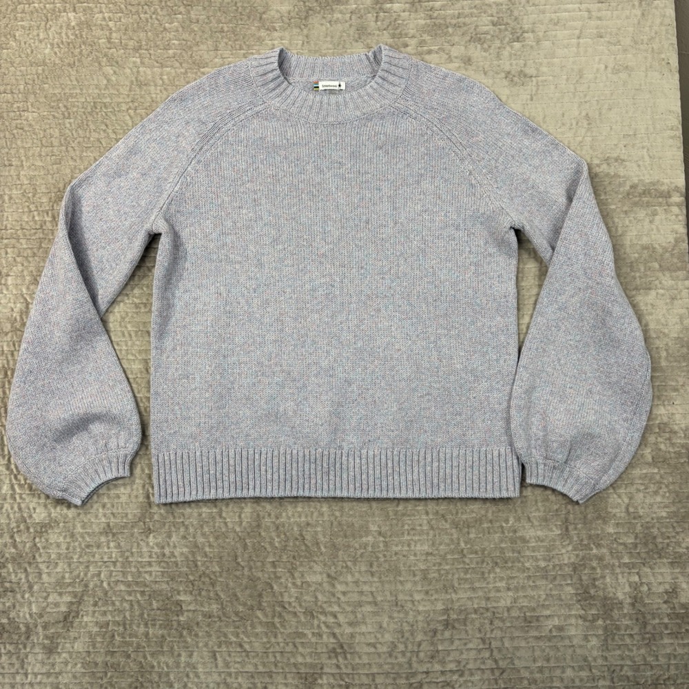 Smartwool Womens Marled Wool Blend‎ Crewneck Sweater Blue SW016477 Large